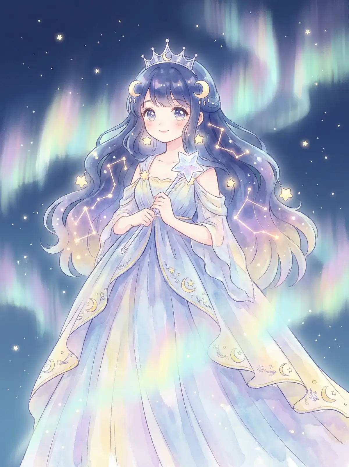 两个人看的免费好视频 - 星辰公主希尔角色设定图，手持星光权杖